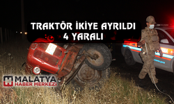 Hafif ticari aracın çarptığı traktör ikiye bölündü: 4 yaralı