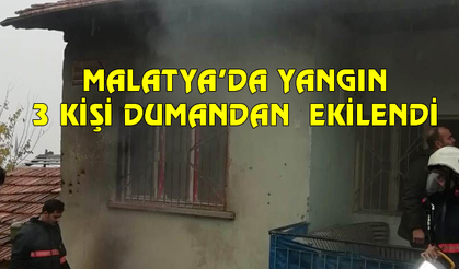 Malatya'da ev yangını, 3 kişi dumandan etkilendi