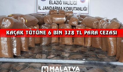 328 kilo kaçak tütüne, 6 bin 328 TL para cezası kesildi