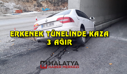 Erkenek Tüneli girişinde kaza: 3 yaralı