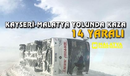 Pınarbaşı'nda yolcu otobüsü devrildi: 14 yaralı