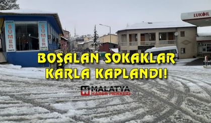 Arapgir'de korona endişesiyle boşalan sokaklar karla kaplandı