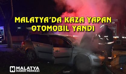 Malatya'da kaza yapan otomobil yandı: 4 yaralı