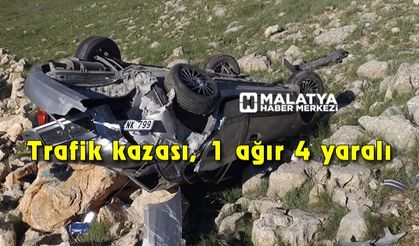 Trafik kazası, 1 ağır 4 yaralı