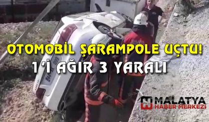 Malatya'da otomobil şarampole düştü: 1'i ağır 3 yaralı