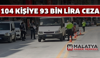 Malatya'da kısıtlamayı ihlal eden 104 kişiye 93 bin lira ceza