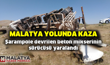 Şarampole devrilen beton mikserinin sürücüsü yaralandı