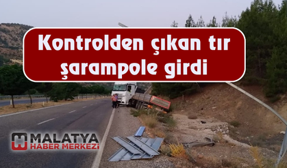 Kontrolden çıkan tır şarampole girdi