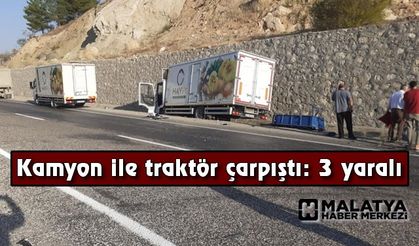 Kamyon ile traktör çarpıştı: 3 yaralı