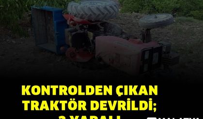 Kontrolden çıkan traktör devrildi: 2 yaralı