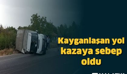 Kayganlaşan yol kazaya sebep oldu