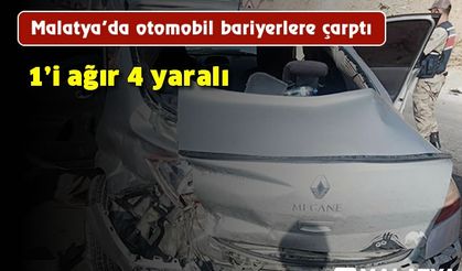 Malatya'da otomobil bariyerlere çarptı: 1'i ağır 4 yaralı