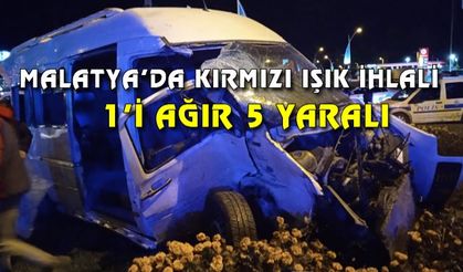 Malatya'da kırmızı ışık ihlali kaza getirdi: 1'i ağır 5 yaralı