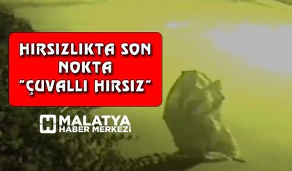 Çuvallı hırsız kameralara yakalandı