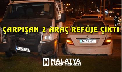 Malatya’da çarpışan 2 araç refüje çıktı: 2 yaralı