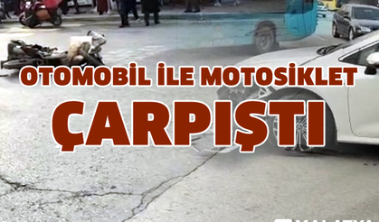 Otomobil ile motosiklet çarpıştı