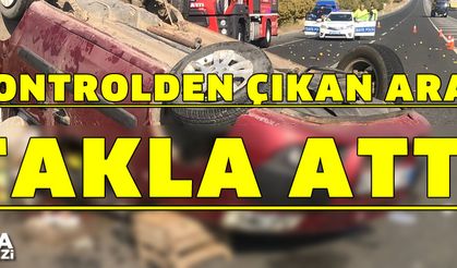 Kontrolden çıkan araç takla attı: 2 yaralı