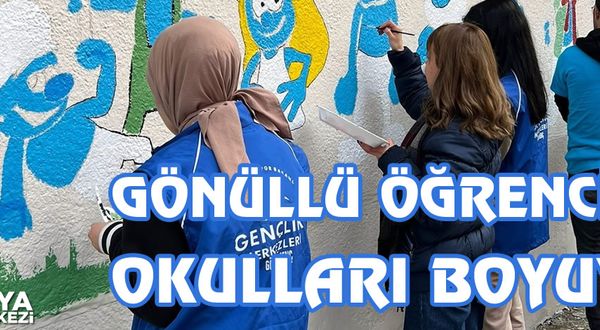 Gönüllü öğrenciler Malatya’da okul duvarlarını şenlendiriyor