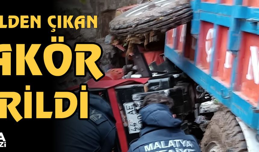 Malatya’da kontrolden çıkarak devrilen traktörün sürücüsü yaralandı